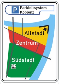 Parkleitsystem Koblenz © Koblenz-Touristik GmbH Grafische Abbildung des Parkleitsystems in Koblenz © Koblenz-Touristik GmbH