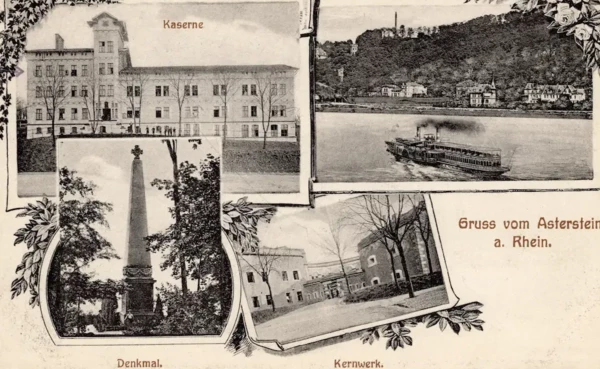 Ansichtskarte Fort Asterstein Victor Ullmann © Böckling Das Fort Asterstein mit der Fachwerkkaserne und dem Gefallenendekmal (Ansichtskarte von Victor Ullmann, Koblenz, um 1910; Sammlung Böckling) © Böckling